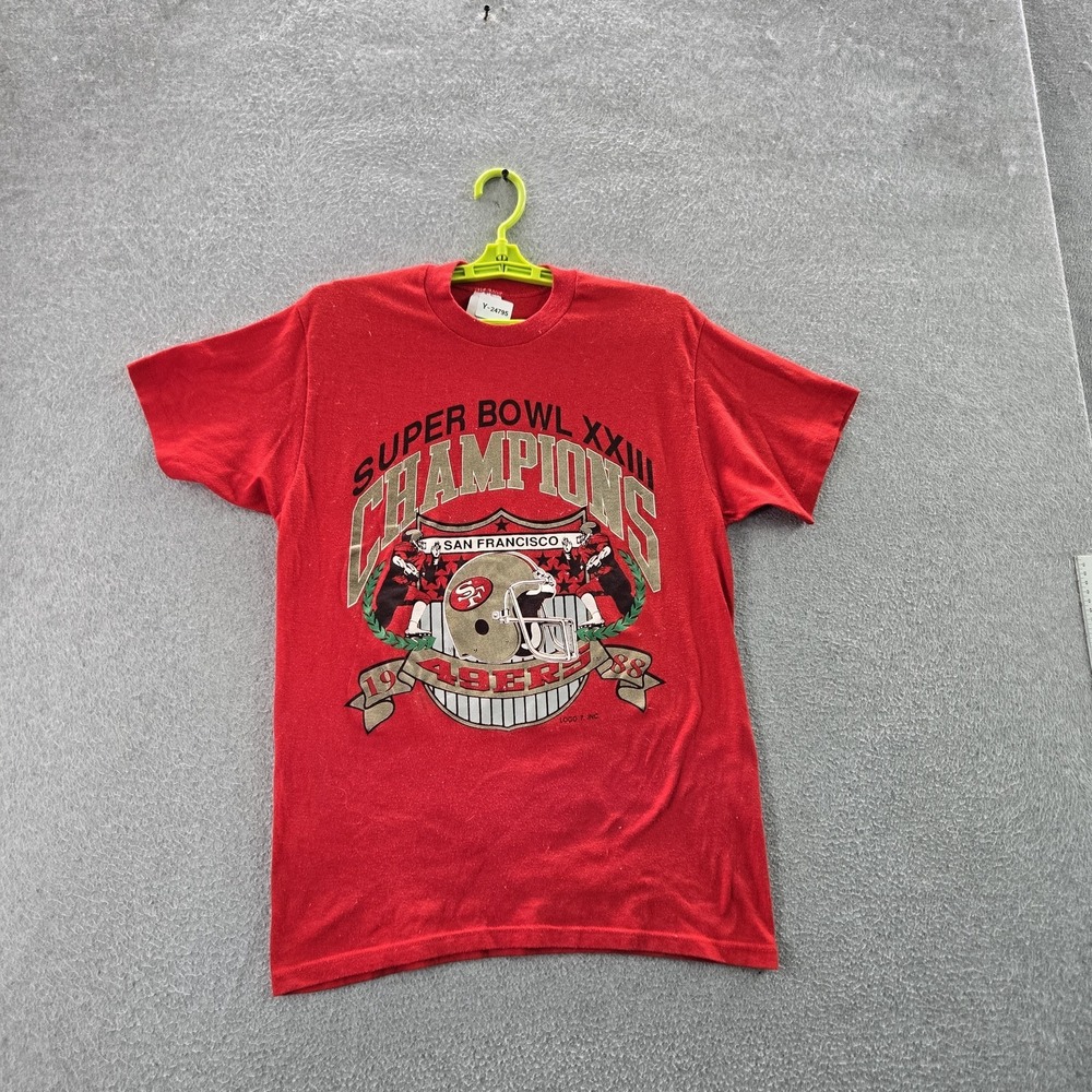 VINTAGE San Francisco 49ers Men Shirt L Red 90s Logo 7 Super Bowl‎ XXIII 1989
